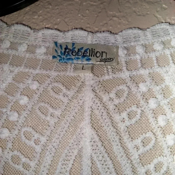 Rebellion Again Women's Boho Lace Kimono Cardigan Size L - Picture 4 of 6